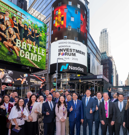 Mongolia Investment Forum delegation at Nasdaq, Times Square — New York 2025